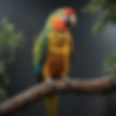 A vibrant parrot perched on a branch