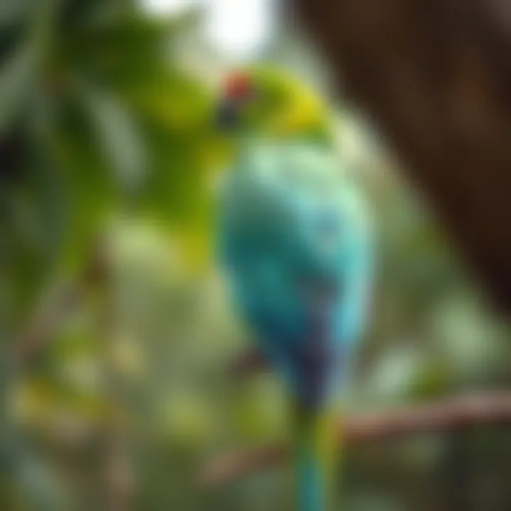 A vibrant parrot perched on a branch