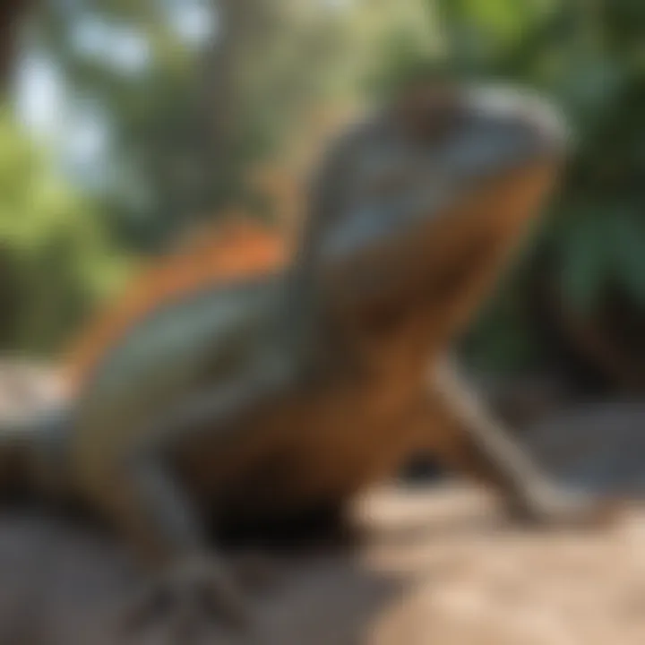 An elegant iguana basking in sunlight