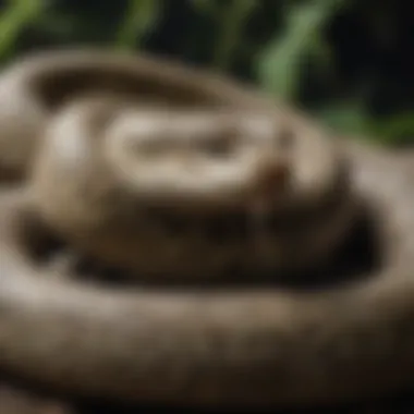 A serene snake coiled in its enclosure