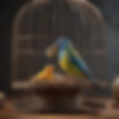 Happy birds playing inside a well-designed bird cage