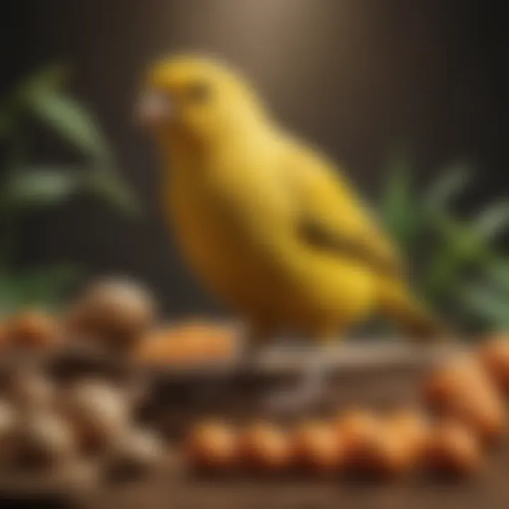 An infographic displaying the essential nutritional components required for canary health.