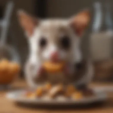 Sugar glider enjoying a balanced meal