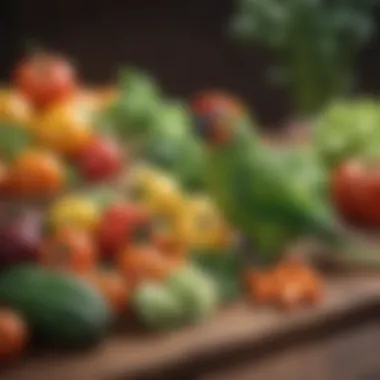 Vibrant assortment of fresh vegetables appealing to conures