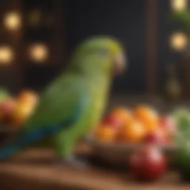 Fresh fruits and vegetables for parakeet nutrition