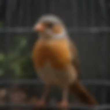 Detailed view of bird-friendly materials in a cage