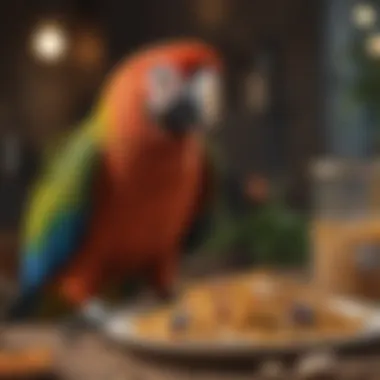 A well-balanced meal of commercial bird feed designed for macaws.