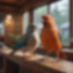 A cozy indoor habitat for pet birds
