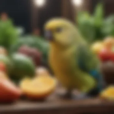 Fresh fruits and vegetables for budgie diet