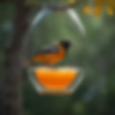 Oriole jelly feeder with bee guard