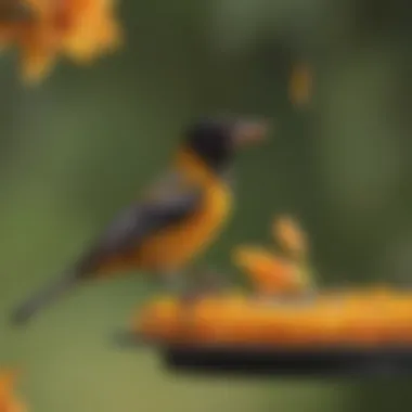 Close-up of oriole feeder with delicious nectar