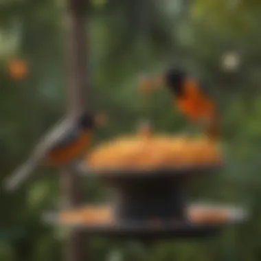 Orioles feeding at a well-designed feeder