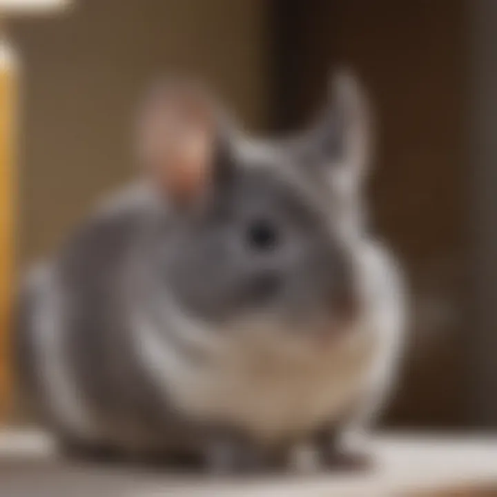 A healthy chinchilla being examined by a veterinarian.