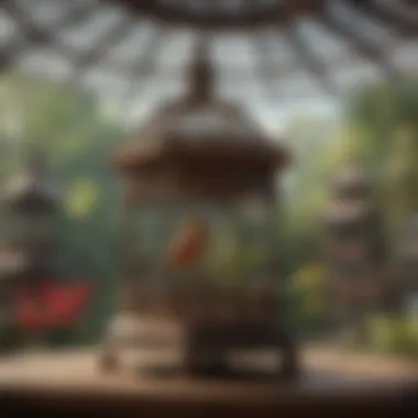 Cultural Heritage Reflected in Pagoda Bird Cages An elegant pagoda bird cage adorned with traditional motifs and patterns