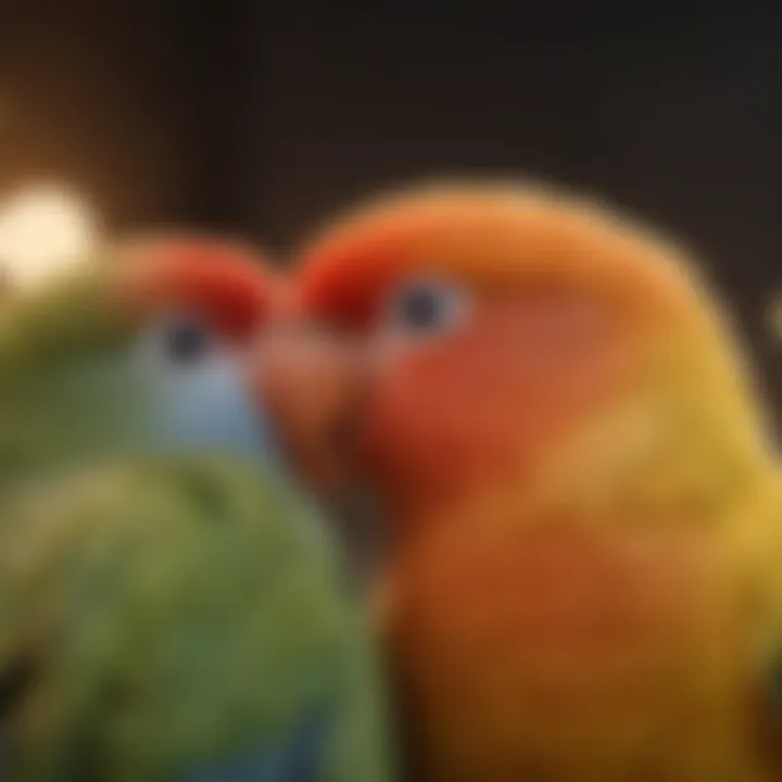 A close-up of a Lovebird displaying its affectionate behavior.