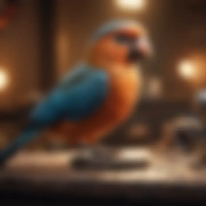 Pet bird playing a game on Android