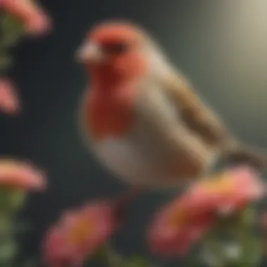 Graceful Finch in Bloom A charming finch perched on a delicate flower, embodying grace.