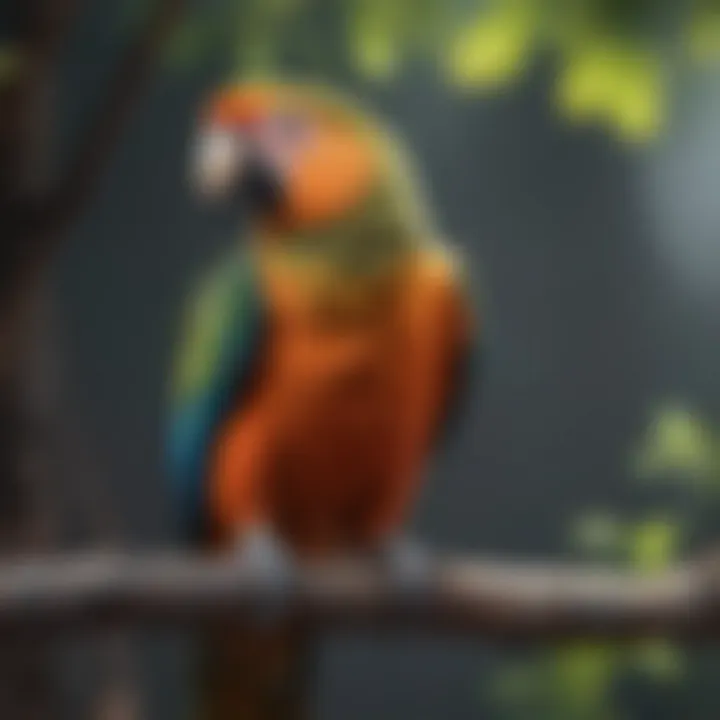 Colorful parrot perched on a branch