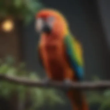 A colorful parrot perched on a branch