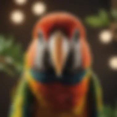 A close-up of a colorful parrot perched on a branch