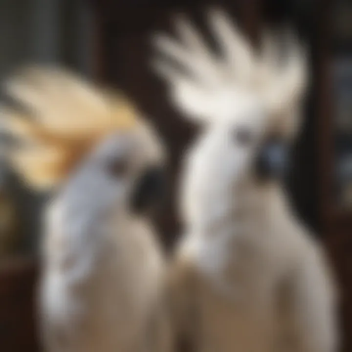 A serene scene of a cockatoo basking in sunlight, highlighting its beauty.