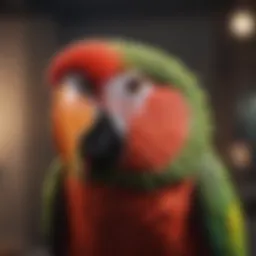 A vibrant parrot showing off its striking red beak