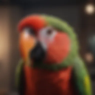 A vibrant parrot showing off its striking red beak