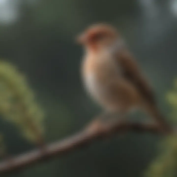 Calm Finch resting on a soft perch