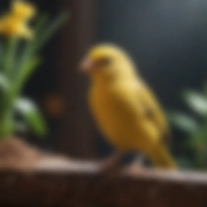 A serene canary in a well-maintained aviary