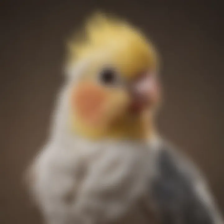 A cheerful cockatiel sitting comfortably on a shoulder, exuding joy.