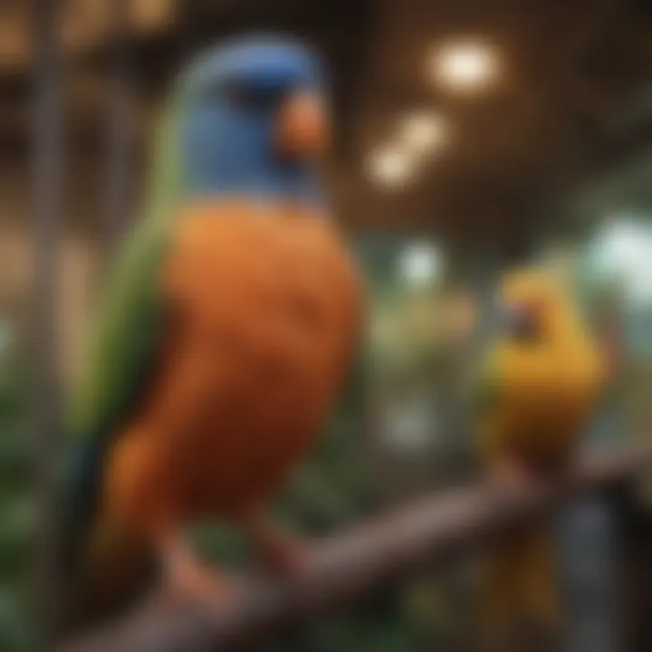 Vibrant aviary showcasing various pet bird species