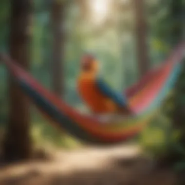 Colorful hammock designed for pet birds