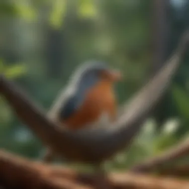 Bird enjoying a hammock in a natural environment