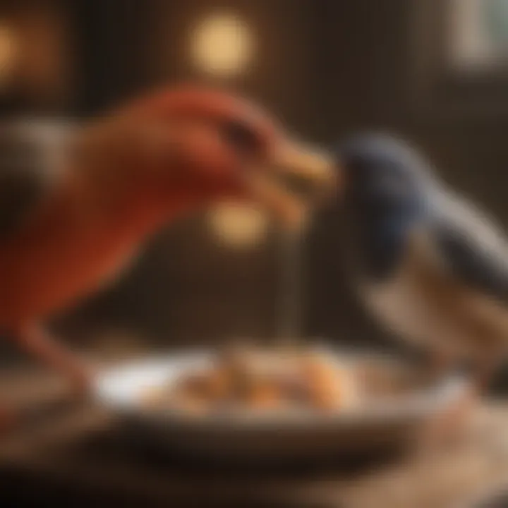 A minor bird enjoying a nutritious meal, illustrating dietary needs.