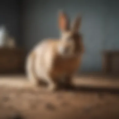 Rabbit Engaged in Training A rabbit engaging with a training method