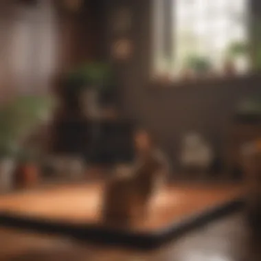 A cozy corner setup with a litter box and bunny toys