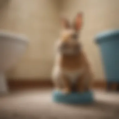 Rabbit using a designated potty area