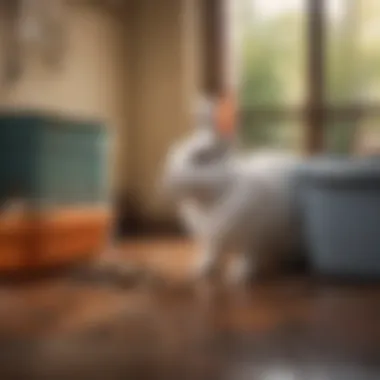 Understanding Rabbit Behavior Rabbit observing its litter box