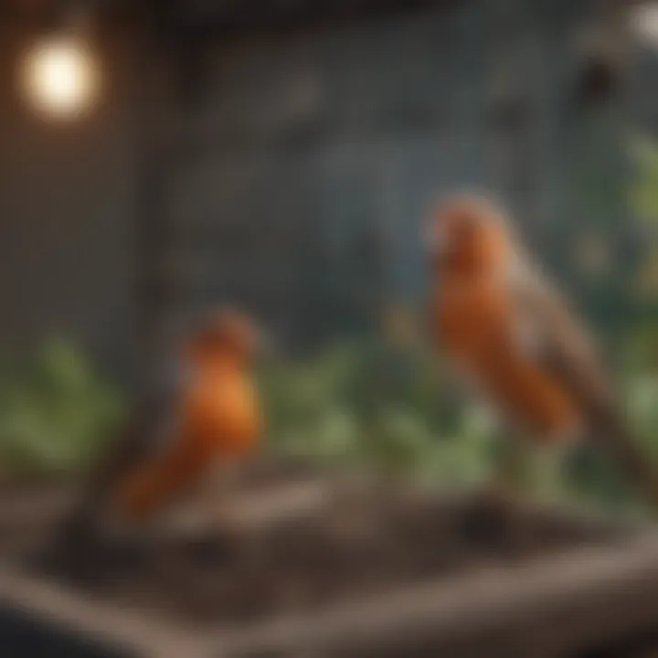 Birds enjoying their habitat in a Prevue breeder cage