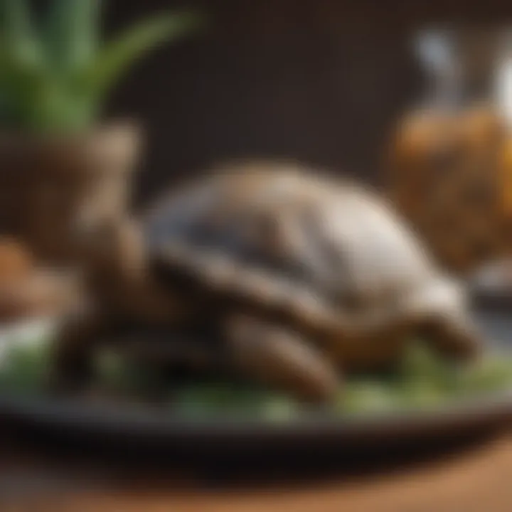 Nutritional options for tortoises displayed on a plate