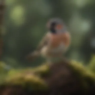 A soft-feathered finch resting in a tranquil environment