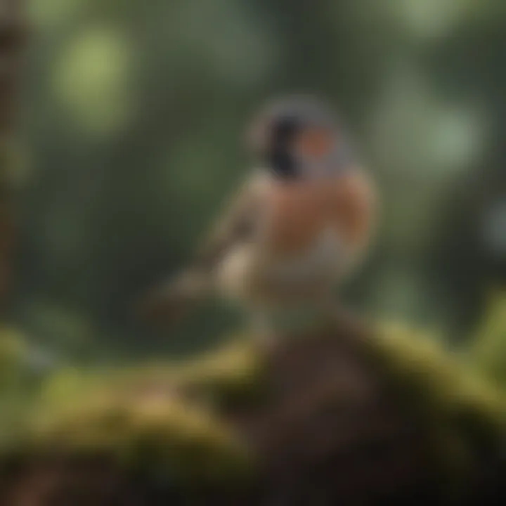 A soft-feathered finch resting in a tranquil environment