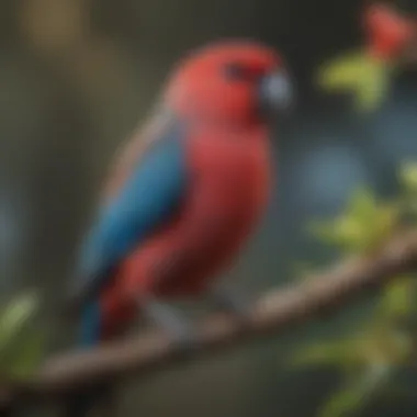 Healthy rosella perched on a branch