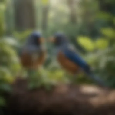 Birds interacting with non-toxic foliage