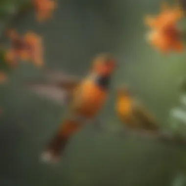 Seasonal migration patterns of hummingbirds and orioles illustrated