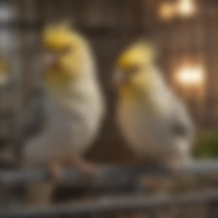 Cage layout promoting social interaction between cockatiels