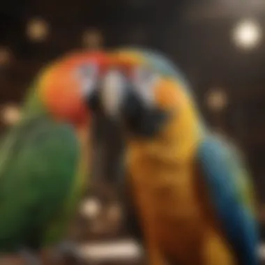 A variety of parrot species displayed together to highlight their differences.