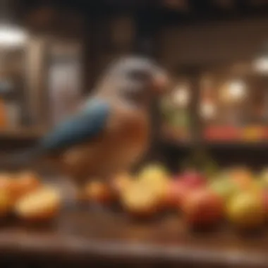 Healthy Diet for Pet Birds Nutritious bird feed and fresh fruits