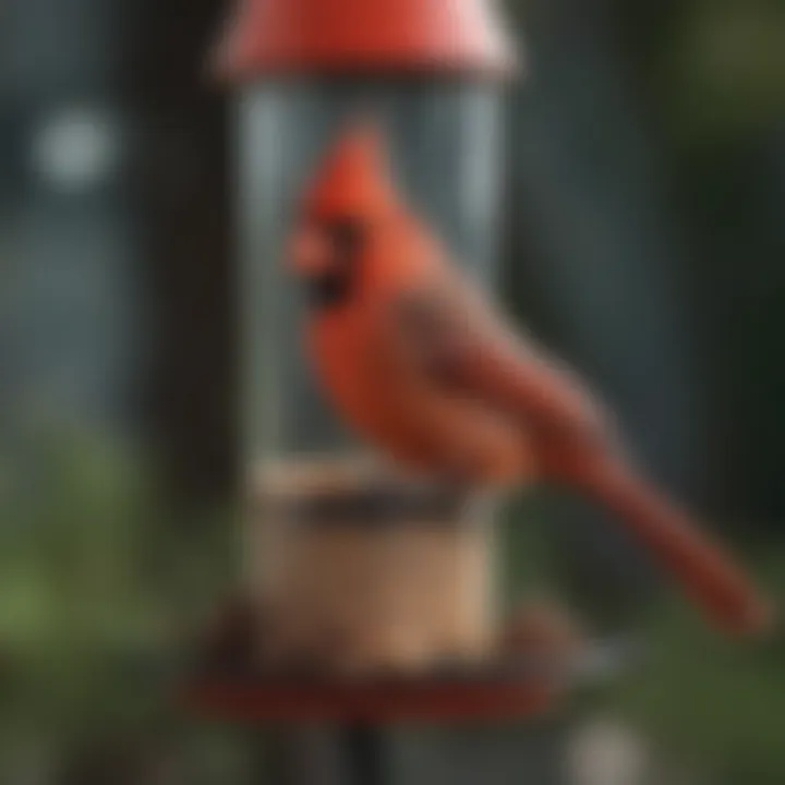 Cardinal perched elegantly on a feeder