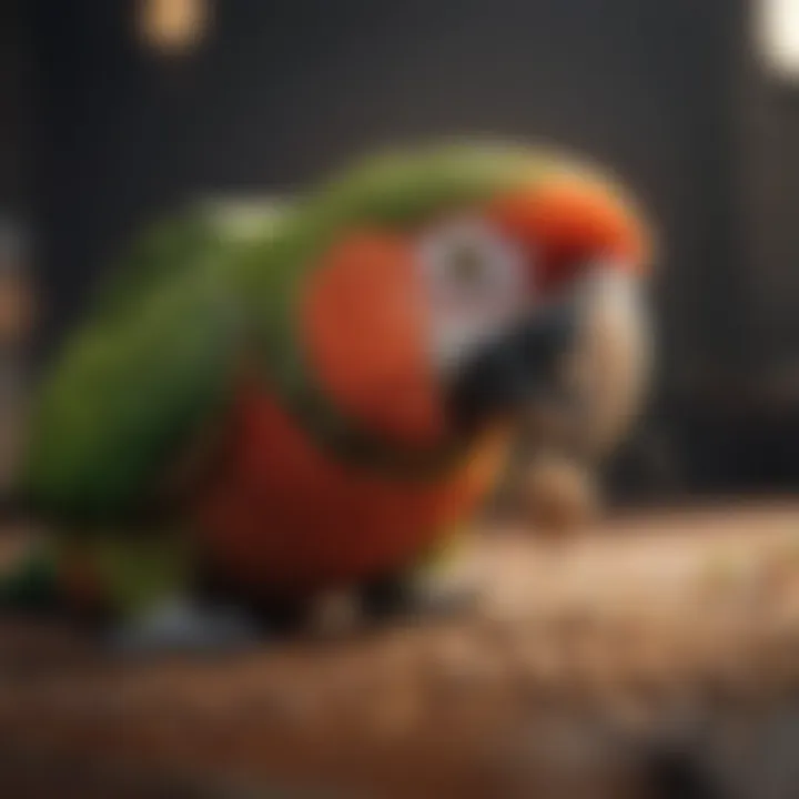 A parrot enjoying its pellets, illustrating a happy and healthy bird